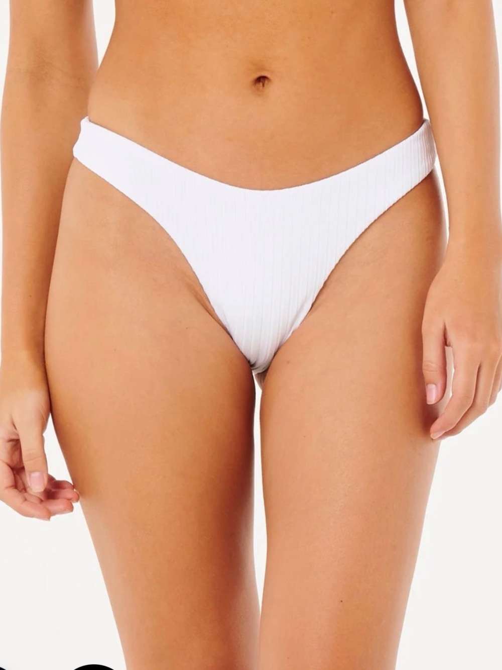Rip Curl White Ribbed Bikini Bottom - V Cut Hipster
